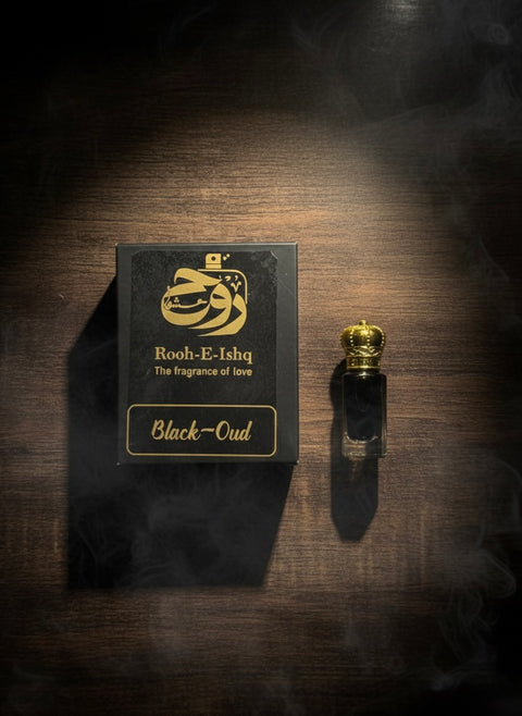 Black Oud Concentrated Perfume Oil (Ittar) –12ml-24ml | Pure Dark Agarwood & Earthy Musk | Long-Lasting Alcohol-Free Intense Scent