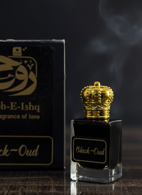 Black Oud Concentrated Perfume Oil (Ittar) –12ml-24ml | Pure Dark Agarwood & Earthy Musk | Long-Lasting Alcohol-Free Intense Scent