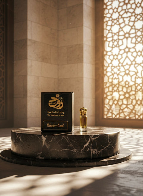 Black Oud Concentrated Perfume Oil (Ittar) –12ml-24ml | Pure Dark Agarwood & Earthy Musk | Long-Lasting Alcohol-Free Intense Scent