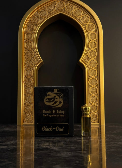 Black Oud Concentrated Perfume Oil (Ittar) –12ml-24ml | Pure Dark Agarwood & Earthy Musk | Long-Lasting Alcohol-Free Intense Scent