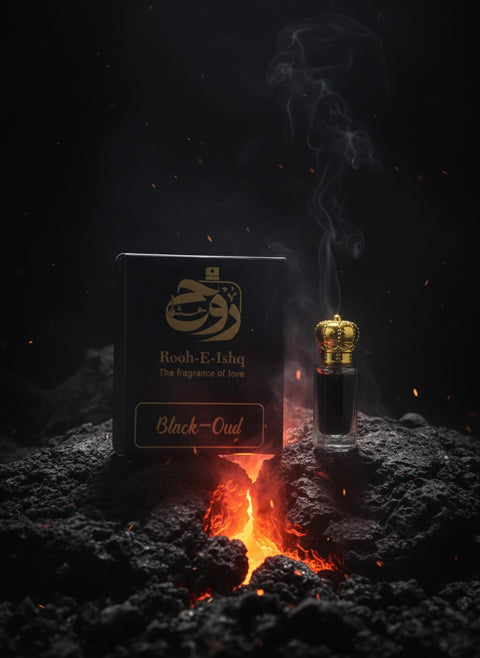Black Oud Concentrated Perfume Oil (Ittar) –12ml-24ml | Pure Dark Agarwood & Earthy Musk | Long-Lasting Alcohol-Free Intense Scent