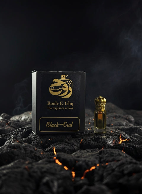 Black Oud Concentrated Perfume Oil (Ittar) –12ml-24ml | Pure Dark Agarwood & Earthy Musk | Long-Lasting Alcohol-Free Intense Scent